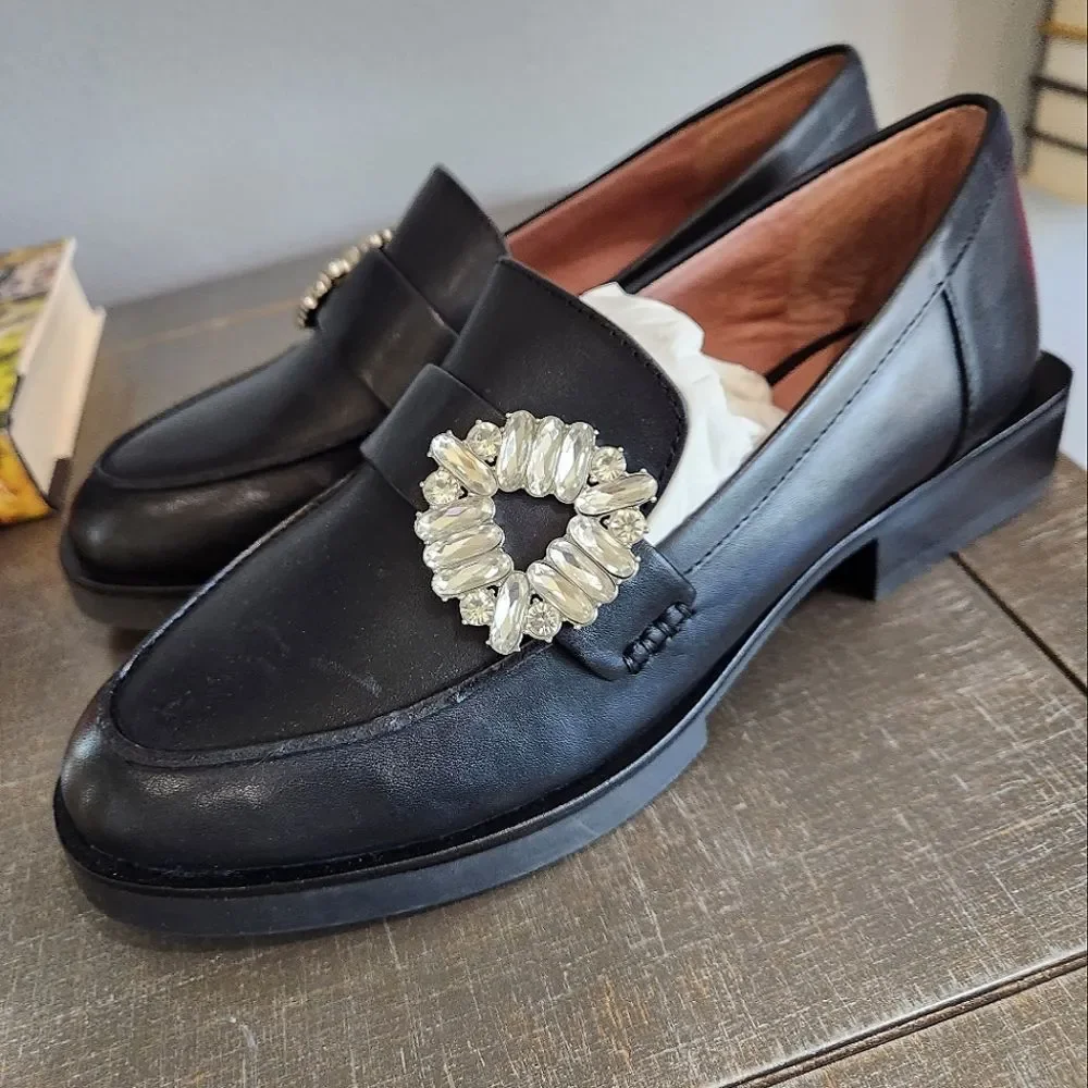Gianni Bini jeweled black loafers - Picture 2 of 8